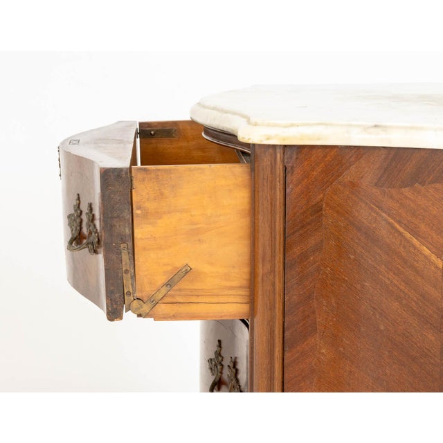Brown Louis XV Style Walnut Parquetry Commode For Sale - Image 8 of 10