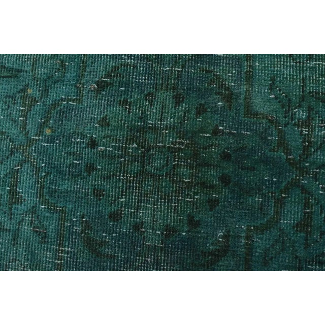 Tabriz Rug 9’4” X 12’11” Blue Wool Vintage Overdyed Hand-Knotted Carpet For Sale - Image 9 of 15