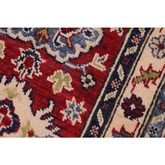 Bohemian Kazak Tribal Red/Beige Wool Rug - 2'0''x3'0'' For Sale - Image 4 of 10