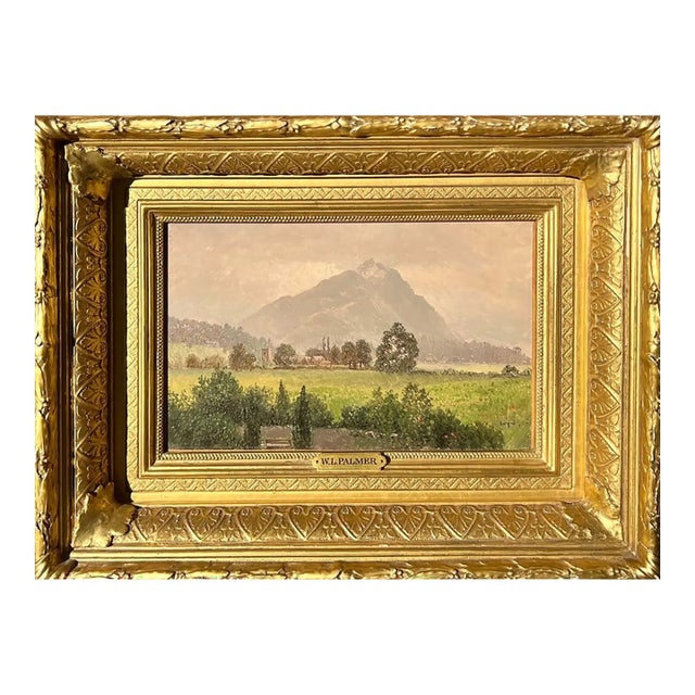 European Landscape Oil Painting, 1873 For Sale