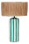 Ravello Green Striped Papier Mache Table Lamp with Raffia Lampshade For Sale