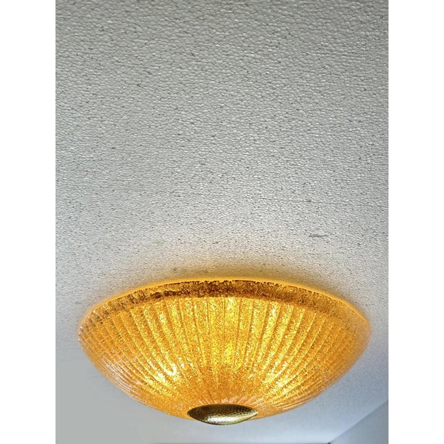Venetian Lens Amber Graniglia Murano Glass Flush Mount by Simoeng for Simoeng For Sale - Image 4 of 7