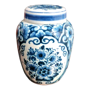 Danish Delft Fine Porcelain Ginger Jar With Lid