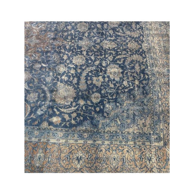Blue 1970s Old Persian Tabriz Area Rug 10 X 14 For Sale - Image 8 of 12