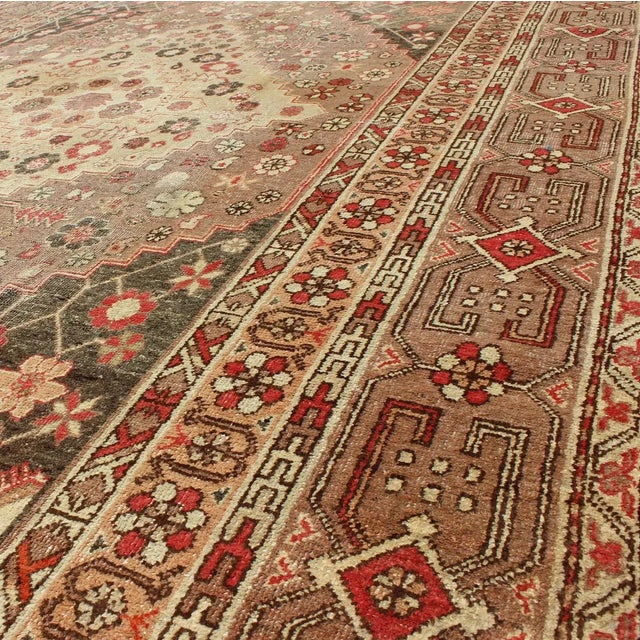 Terra Cotta Antique Khotan Medallion Rug in Neutrals With Floral Motifs All-Over 6'4" X11'6" For Sale - Image 8 of 10