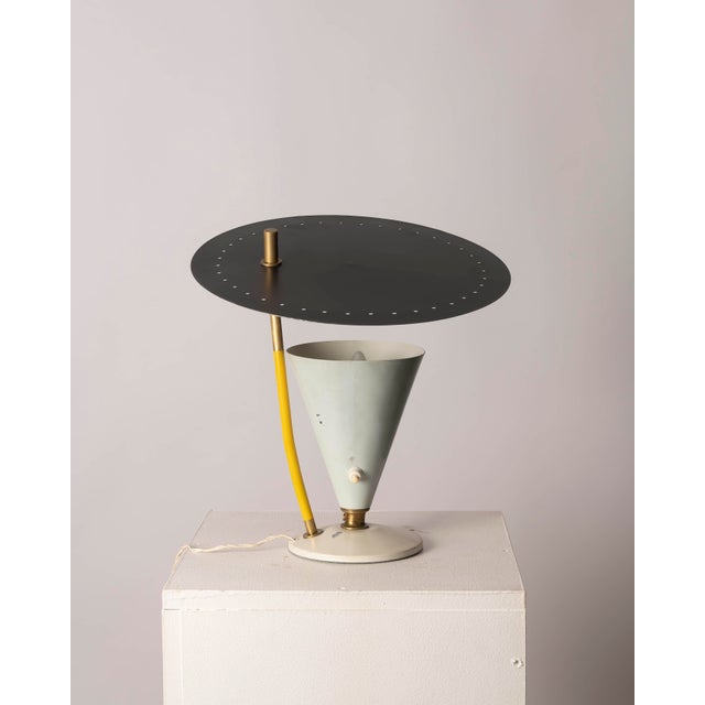 Mid-Century Italian Table Lamp in Lacquered Metal and Brass, 1950s For Sale - Image 6 of 8