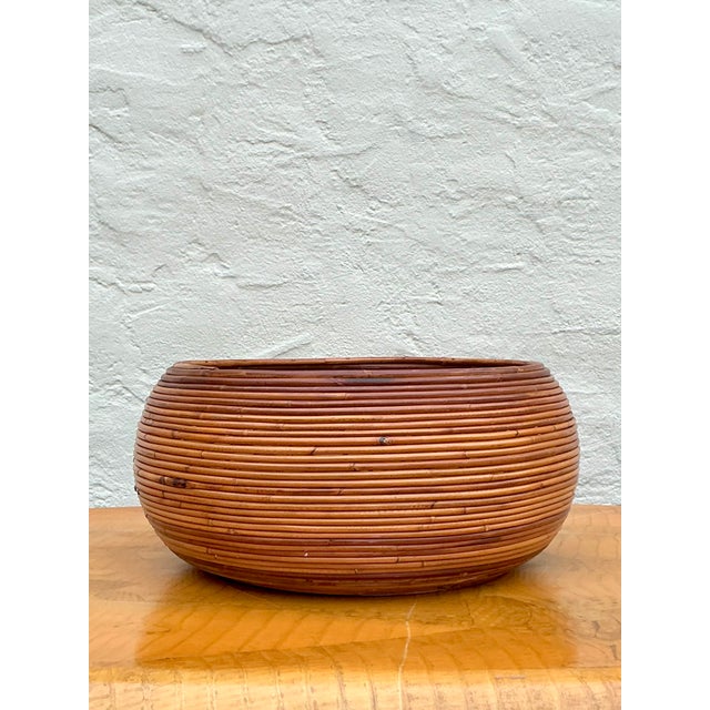 Late 20th Century Vintage Boho Monumental Pencil Reed. Basket For Sale - Image 5 of 12