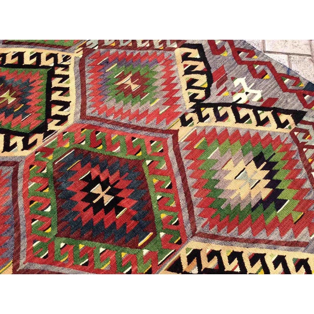 Mid-Century Modern Vintage Turkish Kilim Rug - 58" X 108" For Sale - Image 3 of 9