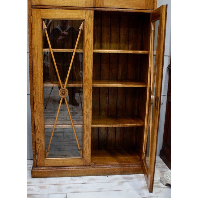 Antique Solid Oak University Bookcase, 1901 For Sale - Image 9 of 14