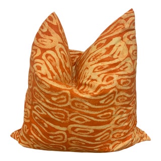 Orange Handmade Adire (Tie-Dye) Decorative Throw Pillow Cover For Sale