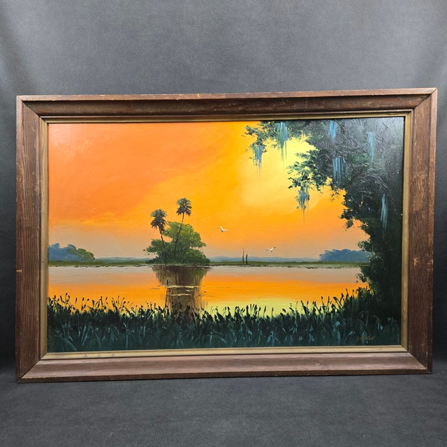 American 1990s Original Florida Highwaymen Landscape Painting by Sam Newton For Sale - Image 3 of 15