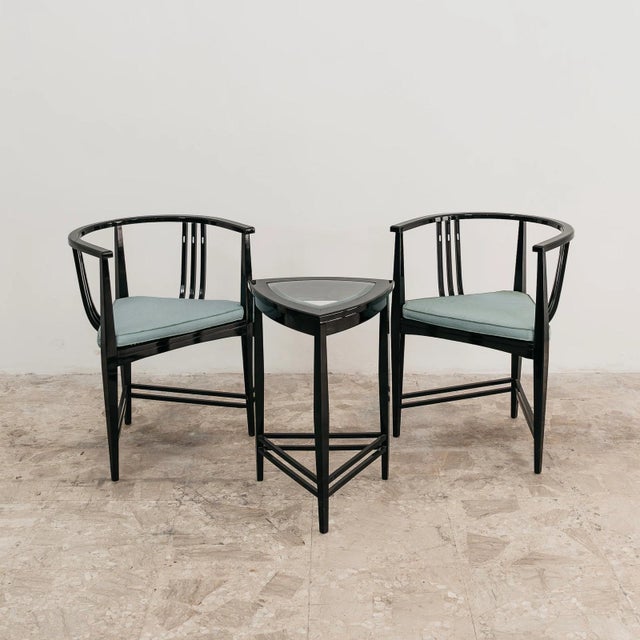 Black Ash Armchairs and Coffee Table by Ernest Archibald Taylor, 1980s, Set of 3 For Sale - Image 11 of 12