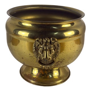 Antique English Brass Jardinere Planter For Sale