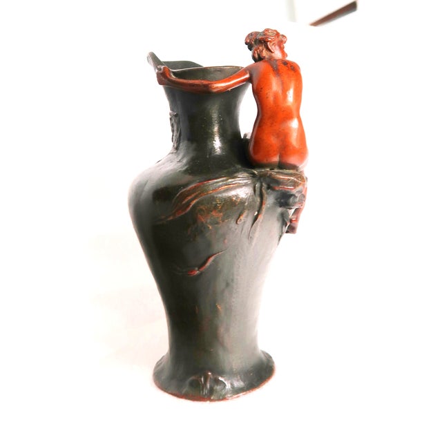 Early 20th Century Art Nouveau Exquisite Bronze Sculpture of Nude on Ewer For Sale - Image 12 of 18