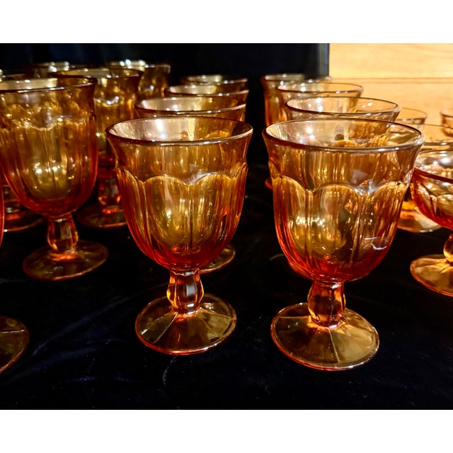 1960s Mid Century Modern Noritake Provincial Set of Amber Goblets - 24 Pieces For Sale - Image 9 of 9