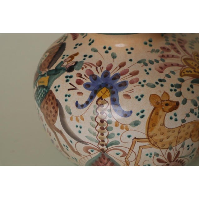 Ceramic Renaissance-Style Faience Vase with Hunting Motifs, 1950s For Sale - Image 7 of 12