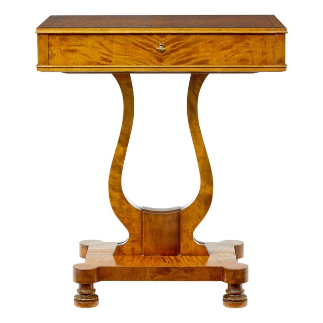 Antique Birch Sewing Table with Contents, 1895 For Sale
