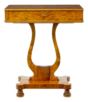 Antique Birch Sewing Table with Contents, 1895