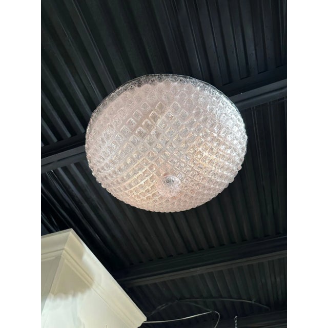 Murano Pink Glass Flush Mount Chandelier For Sale - Image 4 of 5