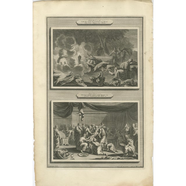 Copper Pieter Mortier, Flood to Babel Scenes, 1700s, Engraving, Set of 6 For Sale - Image 8 of 9