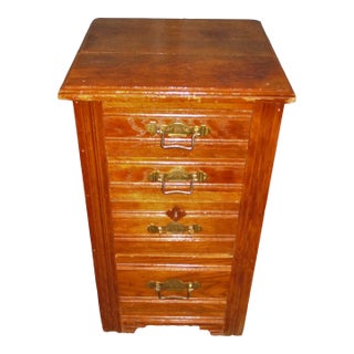 Late 19th Century Antique Nightstand Victorian Walnut with Brass Drawer Pulls For Sale