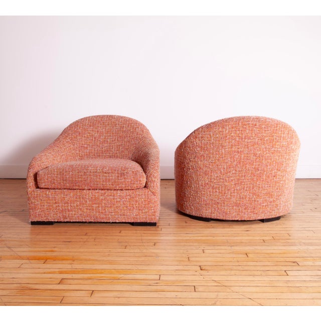 Pair of Sensational Pink Chenille Club Chairs For Sale - Image 4 of 10