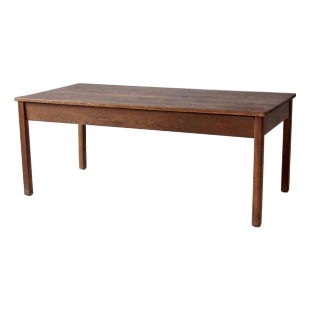 Antique Oak Schoolhouse Work Table For Sale