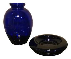 Cobalt Blue Vase and Ashtray by Carlo Moretti, 1990s, Set of 2