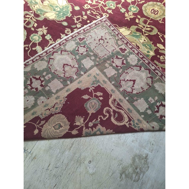 Late 20th Century Hand-Knotted Indian Agra Wool Rug, 14'3" × 11'4" For Sale - Image 10 of 10