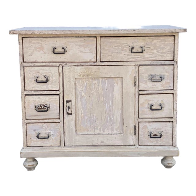 1920s Pine Painted Eight Drawer Dresser Base For Sale