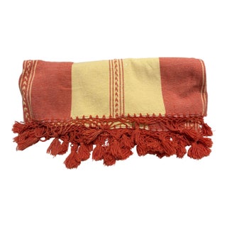 Vintage Large Cotton Linen Coverlet or Tablecloth For Sale