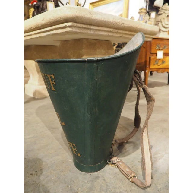 French Country Antique Green Painted French Wine Hotte From the Haute-Garonne For Sale - Image 3 of 8