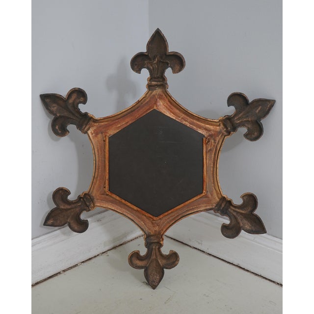 Metal Vintage Fleu-De-Lys Metal Wall Mirror For Sale - Image 7 of 7