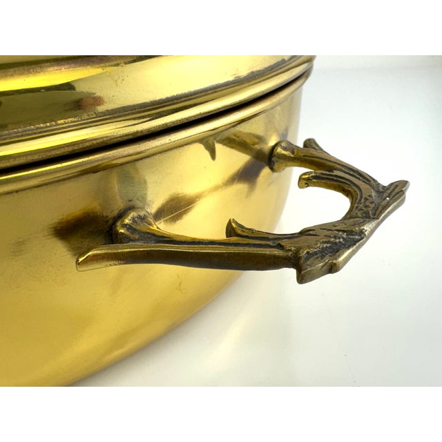 Metal Mid 20th Century Hollywood Regency Solid Brass Covered Serving Dish For Sale - Image 7 of 12
