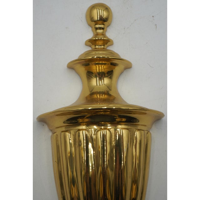 1980s Pair of Brass Wall 2 Candle Sconces For Sale In Philadelphia - Image 6 of 9