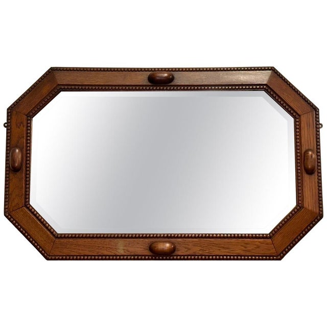 Art Deco 1920s Bevelled Mirror Oak Mirror For Sale - Image 12 of 12
