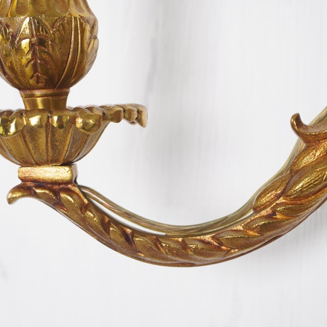 New Luminaire d'Art Lucien Gau Louis XVI Style Gilt Sconces Large, a Pair For Sale - Image 4 of 6