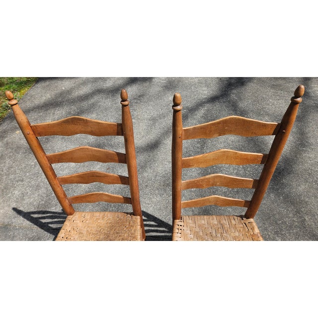 Late 19th Century Pair of Ashe County, North Carolina Maple Ladder Back Chairs For Sale - Image 11 of 16