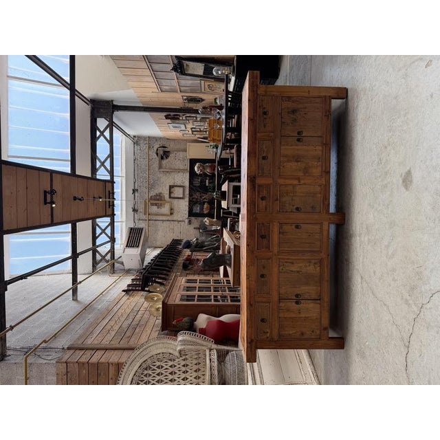 This fir sideboard, which we restored ourselves, was made in the 1980s using very old wood, giving it this raw and unique...