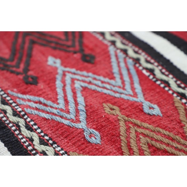 Textile 1970s Cabin Style Stripe Design Handmade Oushak Kilim Rug For Sale - Image 7 of 12
