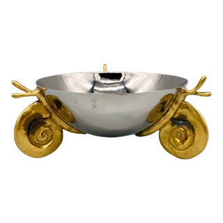 Contemporary Michael Aram Snail Nut Bowl- Stainless Steel and Bronze For Sale