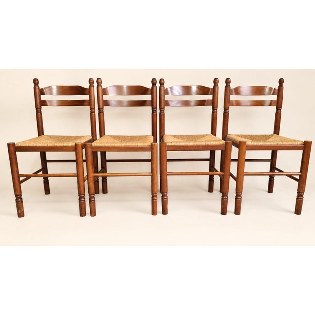 Early 20th Century Louis XIII Rustic Chairs with Straw Seats, Set of 4 For Sale - Image 10 of 10