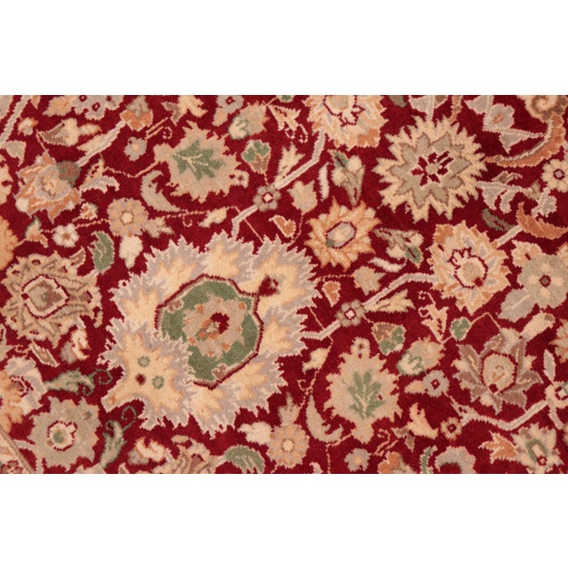 Shabby Chic 1990's Pak-Persian Red/Green Wool Rug - 6'2'' X 8'11'' For Sale - Image 4 of 9