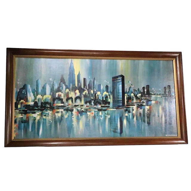 Wood Large Vintage Nyc Skyline Print by Edgar Stareck For Sale - Image 7 of 12