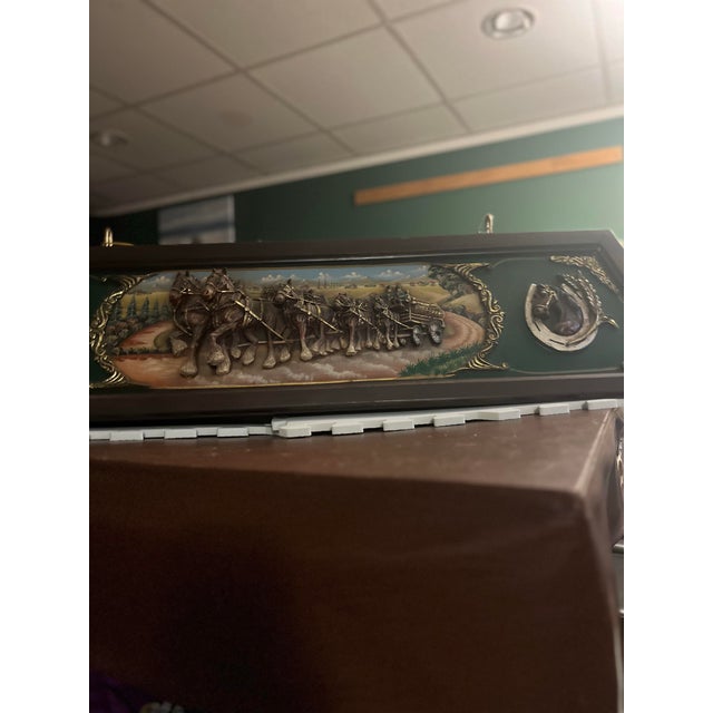 American Vintage Budweiser Rare Collectible Clydesdale and Wagon Billiards Light For Sale - Image 3 of 12