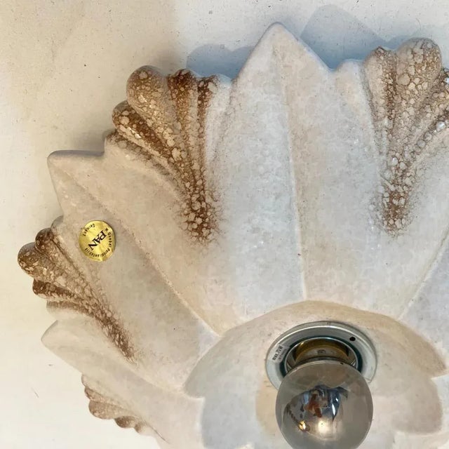 1970s Flower Shell White Sand Ceramic Wall Light attributed to Hustadt Keramik, Germany, 1970s For Sale - Image 5 of 13