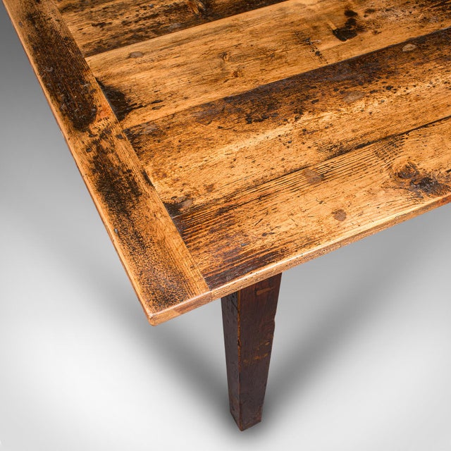 Wood Antique 6 Seater Country House Dining Table, English, Pine, Kitchen, Victorian For Sale - Image 7 of 10