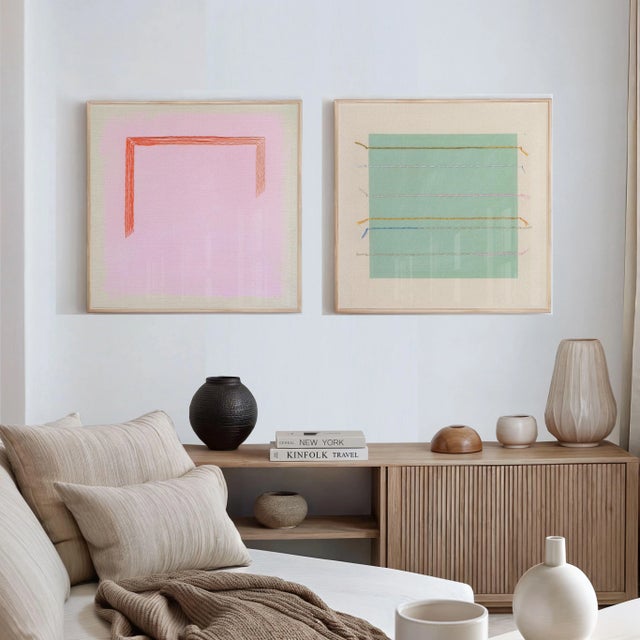 'Magenta Traffic Cone' and 'Bright Sage'' Fine Art Prints, Pair by Emily Keating Snyder Prints are 24 x 24 in. each,...