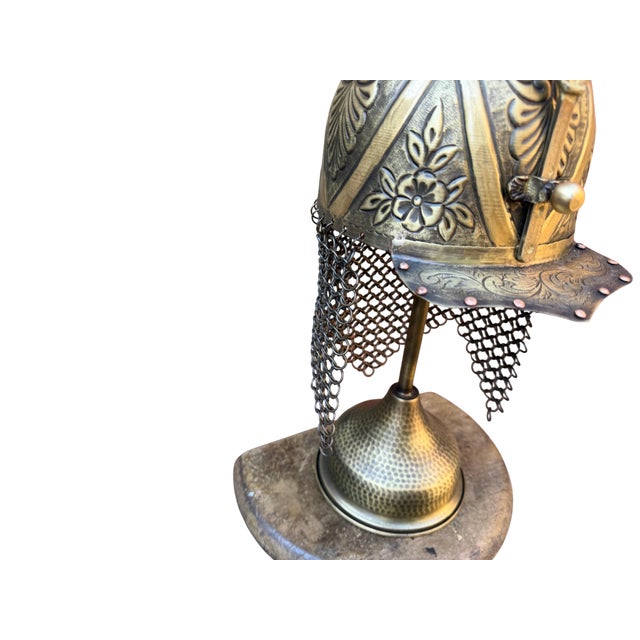Brass Handcrafted Brass Chainmail Helmet For Sale - Image 8 of 13