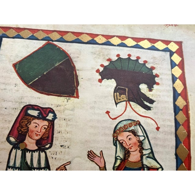 Gothic Vintage Print from the Codex Manesse in 14x18 Mat: "Herr Burkart von Hohenfels" For Sale - Image 3 of 3